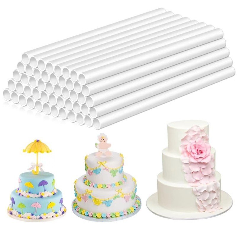 CT31 30cm White Plastic Thicken Cake Dowel Rods for Tiered Cake Construction and Stacking Supporting Cake Round Dowels Straws