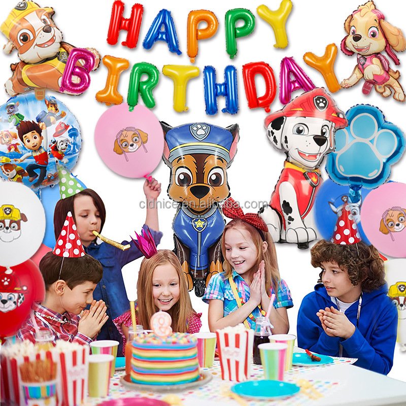 Nice Dog Patrol Birthday Set Flag Cake And Balloon For A Birthday Party For The Barking Team