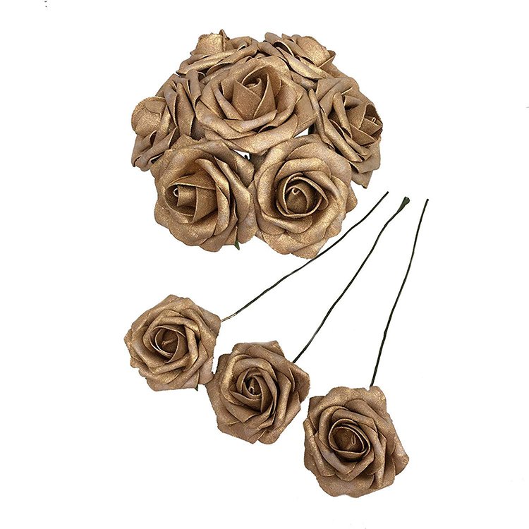 Artificial flower party Gold Roses style handmade bridal bouquet decorations wedding for bridesmaids