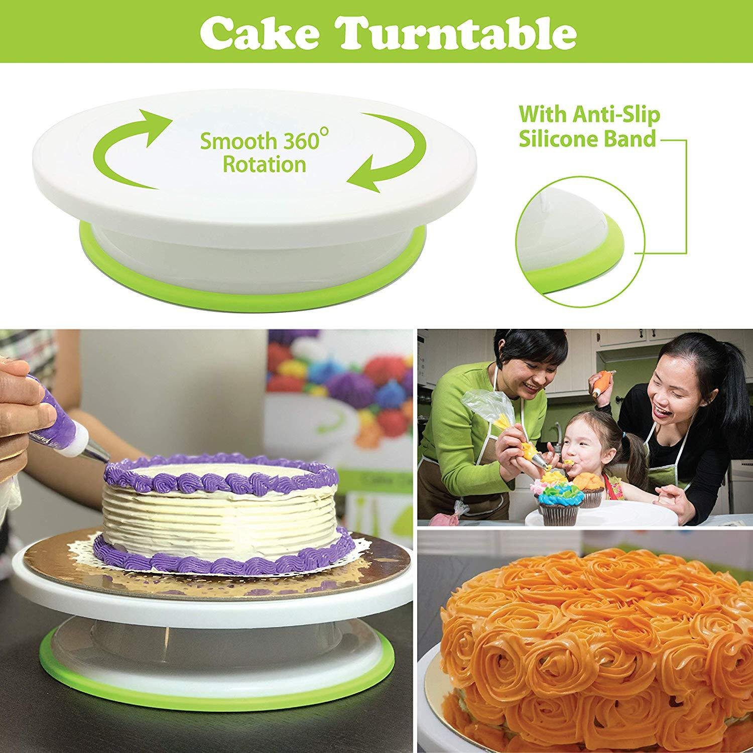 46pcs good quality Cake Decorating Set Baking Supplies Rotating Cake Stand Turntable Tools Kit Plastic Cake Stand Icing Tips