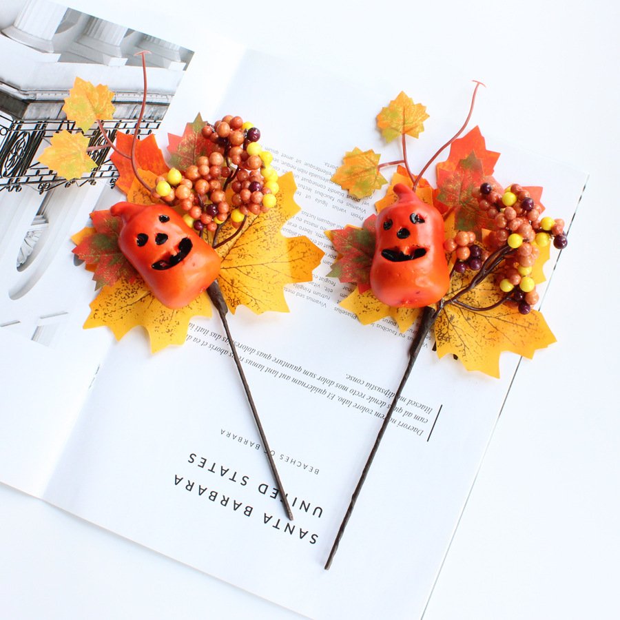Ychon wholesale Halloween toppers holiday party pumpkin cupcake topper black white branches cake topper