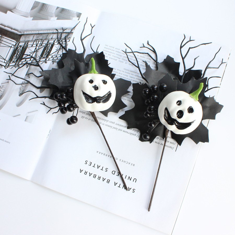 Ychon wholesale Halloween toppers holiday party pumpkin cupcake topper black white branches cake topper