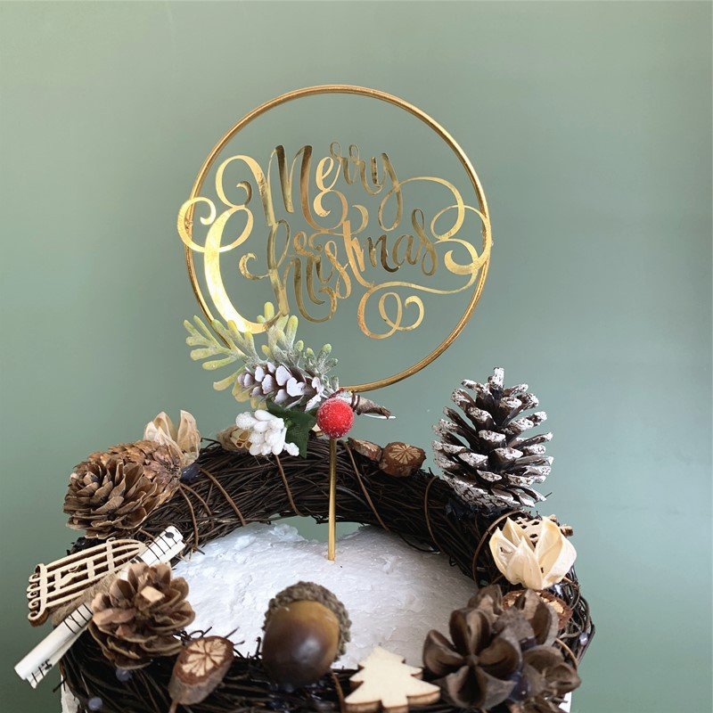 Christmas cake decoration original senshi red fruit iron stamping christmas acrylic cake plate wholesale cake toppers