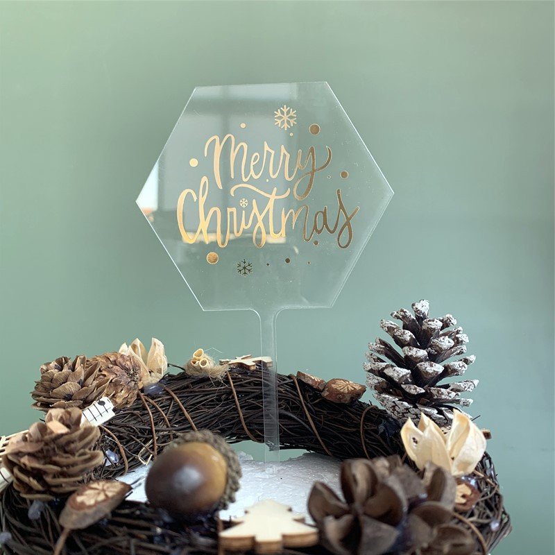 Christmas cake decoration original senshi red fruit iron stamping christmas acrylic cake plate wholesale cake toppers