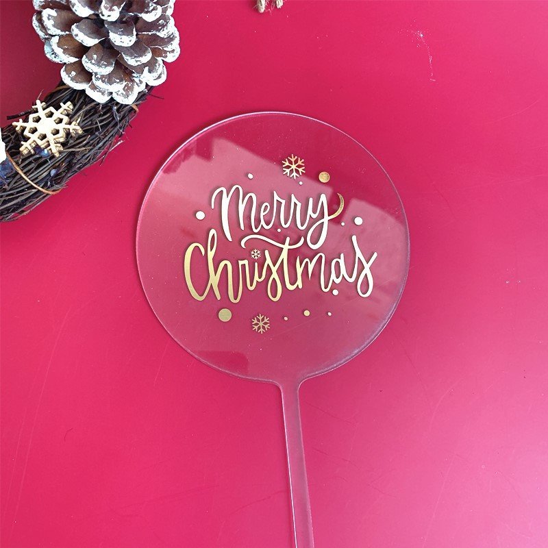 Christmas cake decoration original senshi red fruit iron stamping christmas acrylic cake plate wholesale cake toppers