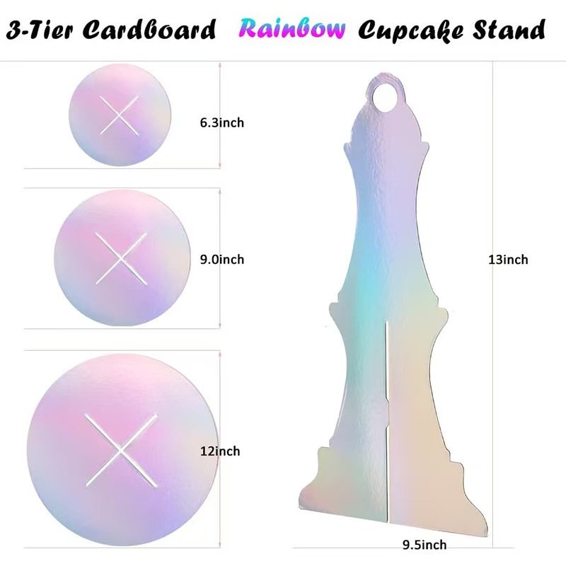 3-layer cupcake dessert paper rack, colorful display rack, cake decoration cake tray rack, birthday wedding party supplies