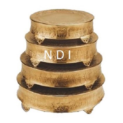 Golden Finishing Metal Cake Stand Rounded Shape Decorative Cake Stand Multilevel Fruit Cake Stand Supply By India