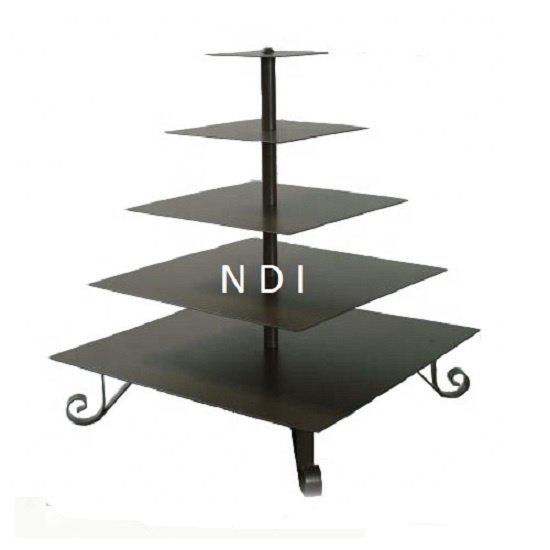 Golden Finishing Metal Cake Stand Rounded Shape Decorative Cake Stand Multilevel Fruit Cake Stand Supply By India