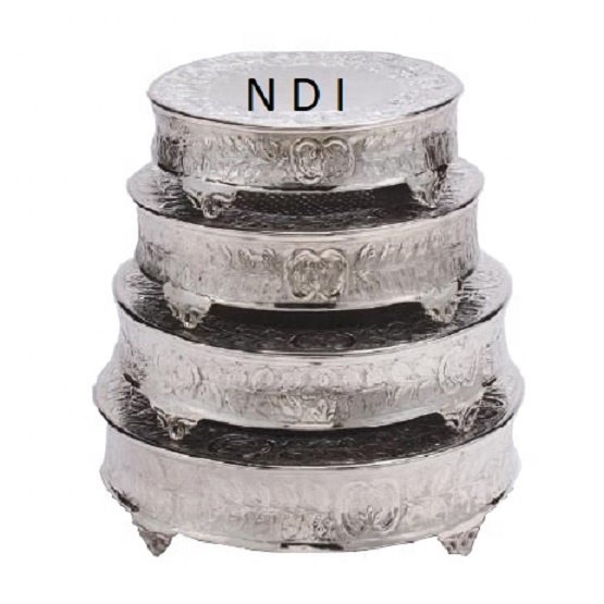 Golden Finishing Metal Cake Stand Rounded Shape Decorative Cake Stand Multilevel Fruit Cake Stand Supply By India