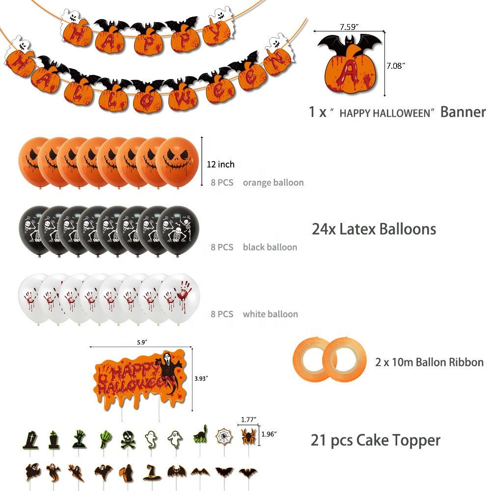 Nice Halloween Party Kit Balloon Cake Topper Halloween Paper Banner For Party Decoration Halloween Supplies