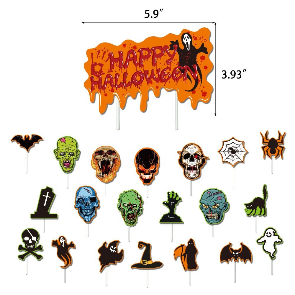 Nice Halloween Party Kit Balloon Cake Topper Halloween Paper Banner For Party Decoration Halloween Supplies