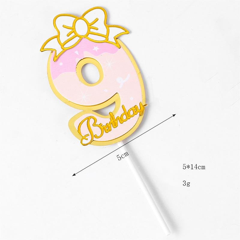 New Design Birthday Number Cake Topper Pink Bow 0-9 Large Numbers Birthday Cake Toppers