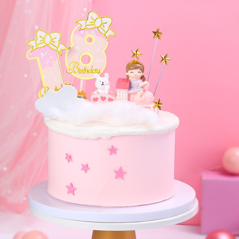 New Design Birthday Number Cake Topper Pink Bow 0-9 Large Numbers Birthday Cake Toppers