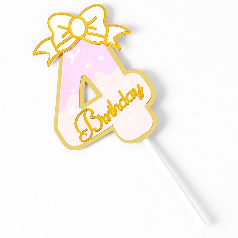 New Design Birthday Number Cake Topper Pink Bow 0-9 Large Numbers Birthday Cake Toppers