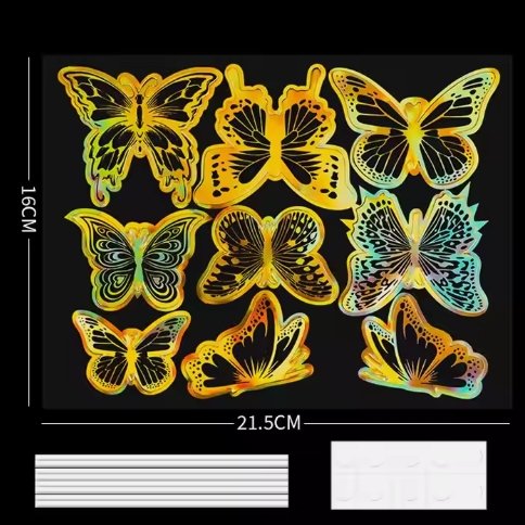 New 9pcs Black Gold Foldable Butterflies Party Cake Bouquet Decorations Wedding Party Supplies