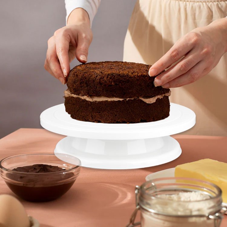 Gift Set Baking Supplies 6 Pcs Cake Turntable Stand Set Curved Straight Angled Spatula Scrapers Cake Decorating Kit
