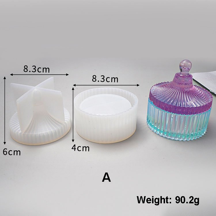 DIY Crystal Epoxy Mould Storage Box with Cover Desktop Resin Ornament Striped Storage Jar Silicone Mold Wholesale Drop Shipping