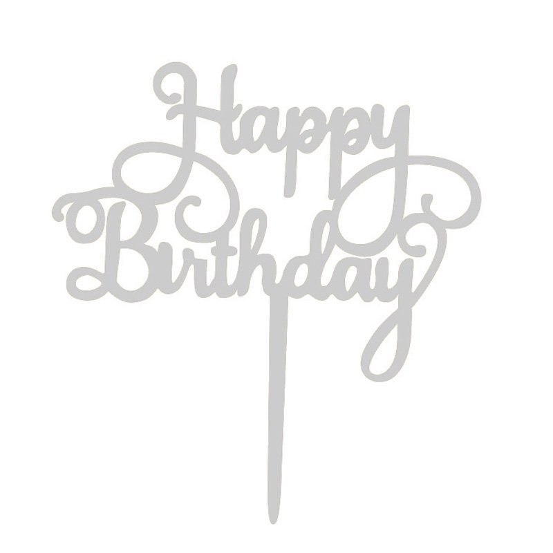 Gold Acrylic Cake Topper Happy Birthday Cake Party Decoration Silver Black Blue Bakery Accessories Big Size Topper For Pastry