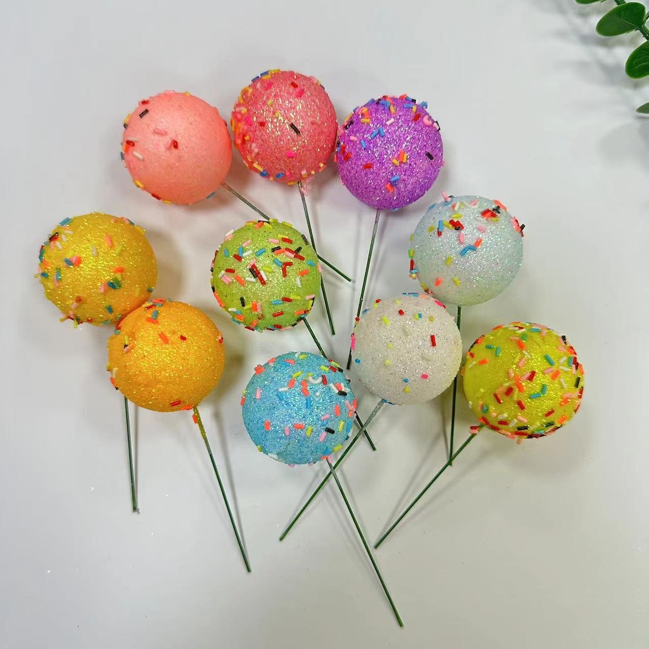 party supplies 20pcs mixed in one bag different size sugar type round shape faux ball cake decoration