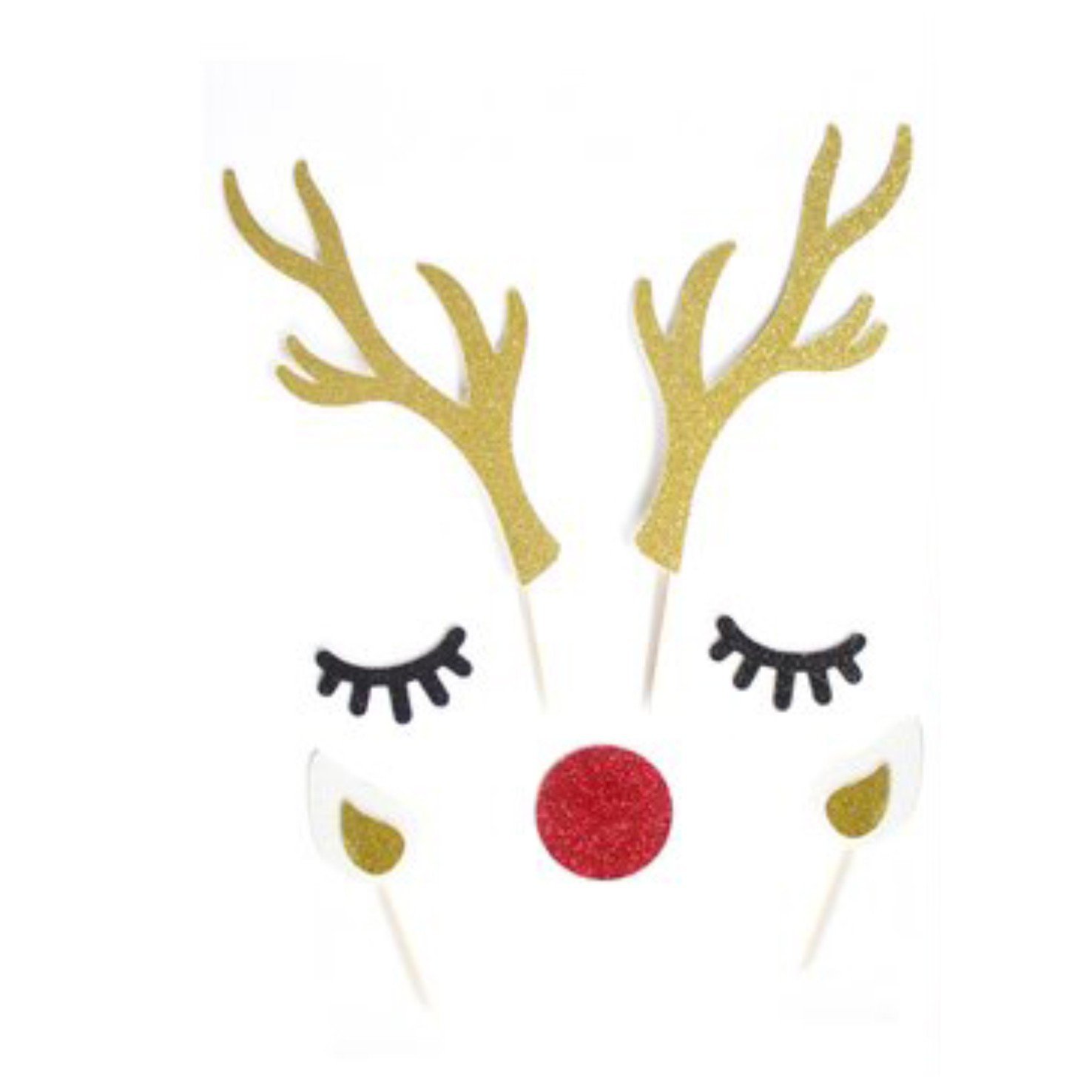 Paper Merry Christmas Cake Toppers Set Christmas Elk Cute White Rabbit Sika Deer Set Cake Decoration Baking Decorations Supplies