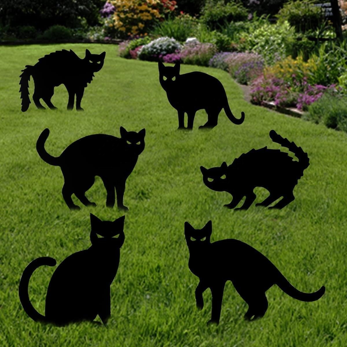 Halloween Tombstone Skeleton Pumpkin Black Zombie Hands Spooky Cat Ghost Glow in the Dark Yard Signs Stakes Outdoor Lawn Decor