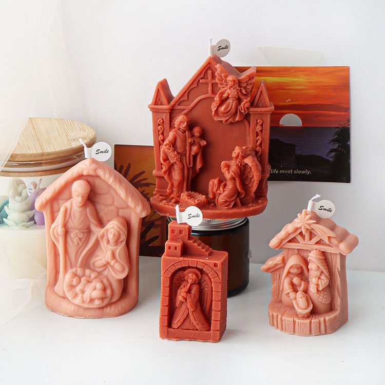 Angel Jesus Silicone Candle Mold Religious Gypsum Ornaments Home Decorations Casting Mould DIY Aromatherapy Candle Making tool