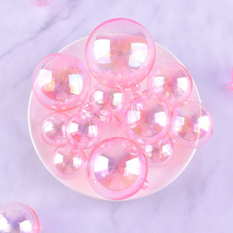 3/4/5/6cm 4pcs Faux Balls Happy Birthday Pink Transparent Cake Decoration Ball Cake Topper