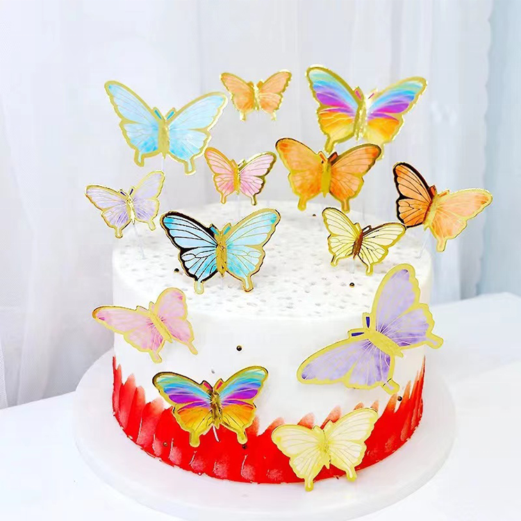 Wholesale 10pcs/bag Bronzing Paper Cake Topper for Birthday Wedding Decorating Cake Supplies