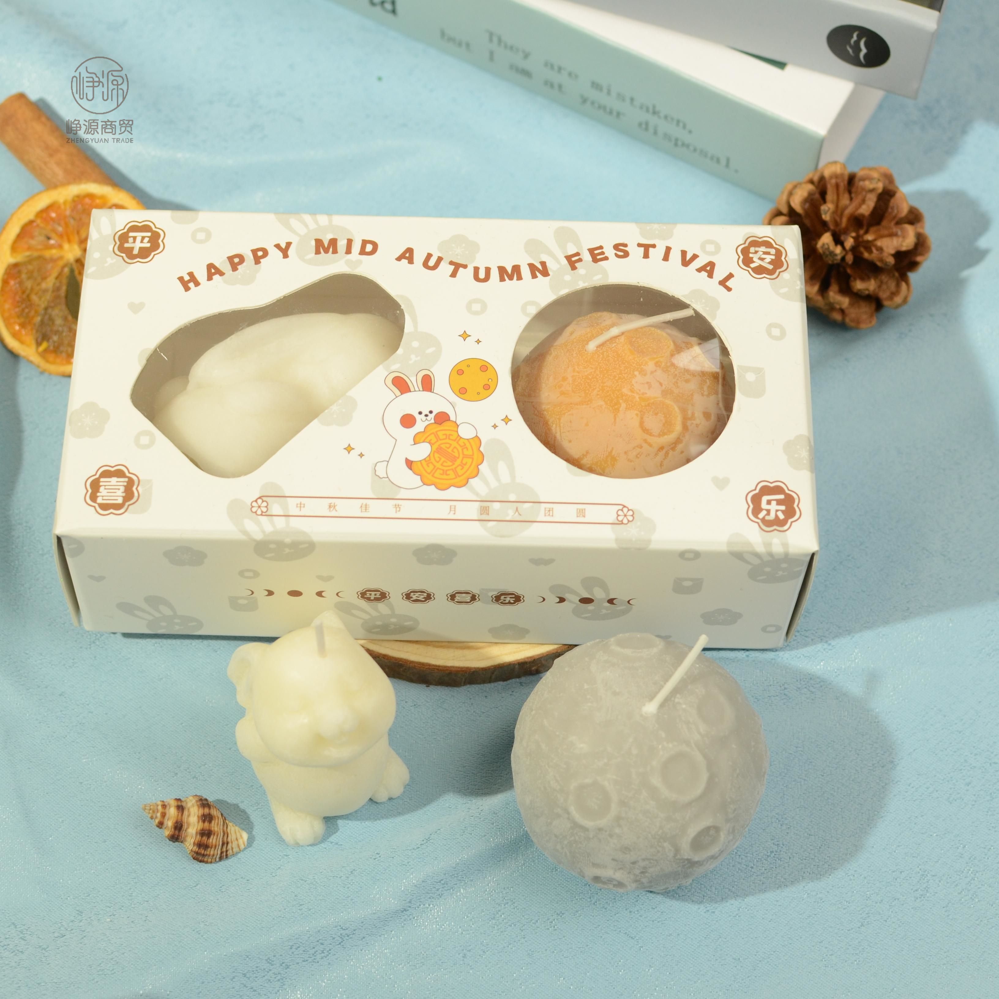 High Quality Mid-autumn Festival Creative Gift Handmade Aromatherapy Wax Smokeless Home Decoration Scented Candle -moon
