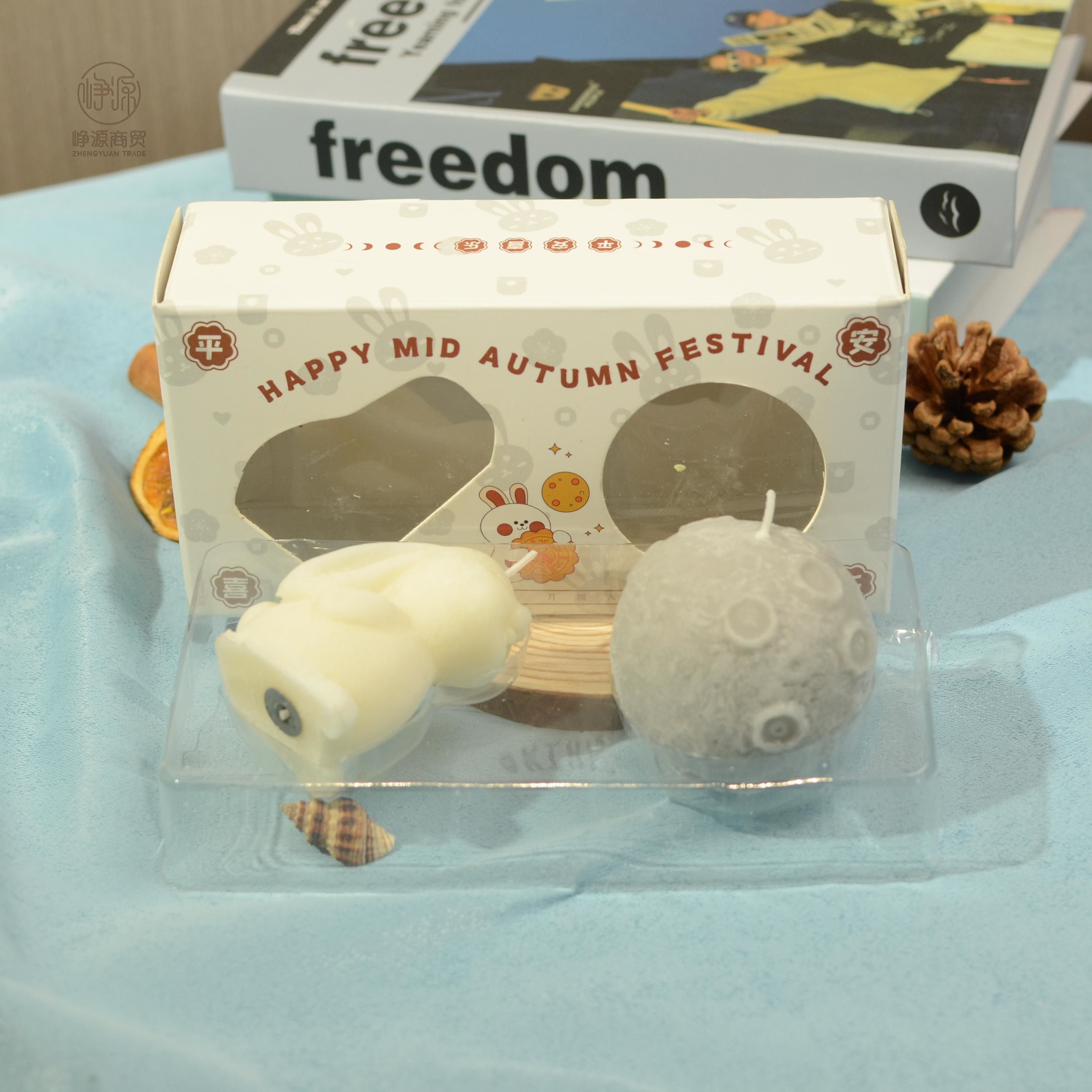 High Quality Mid-autumn Festival Creative Gift Handmade Aromatherapy Wax Smokeless Home Decoration Scented Candle -moon