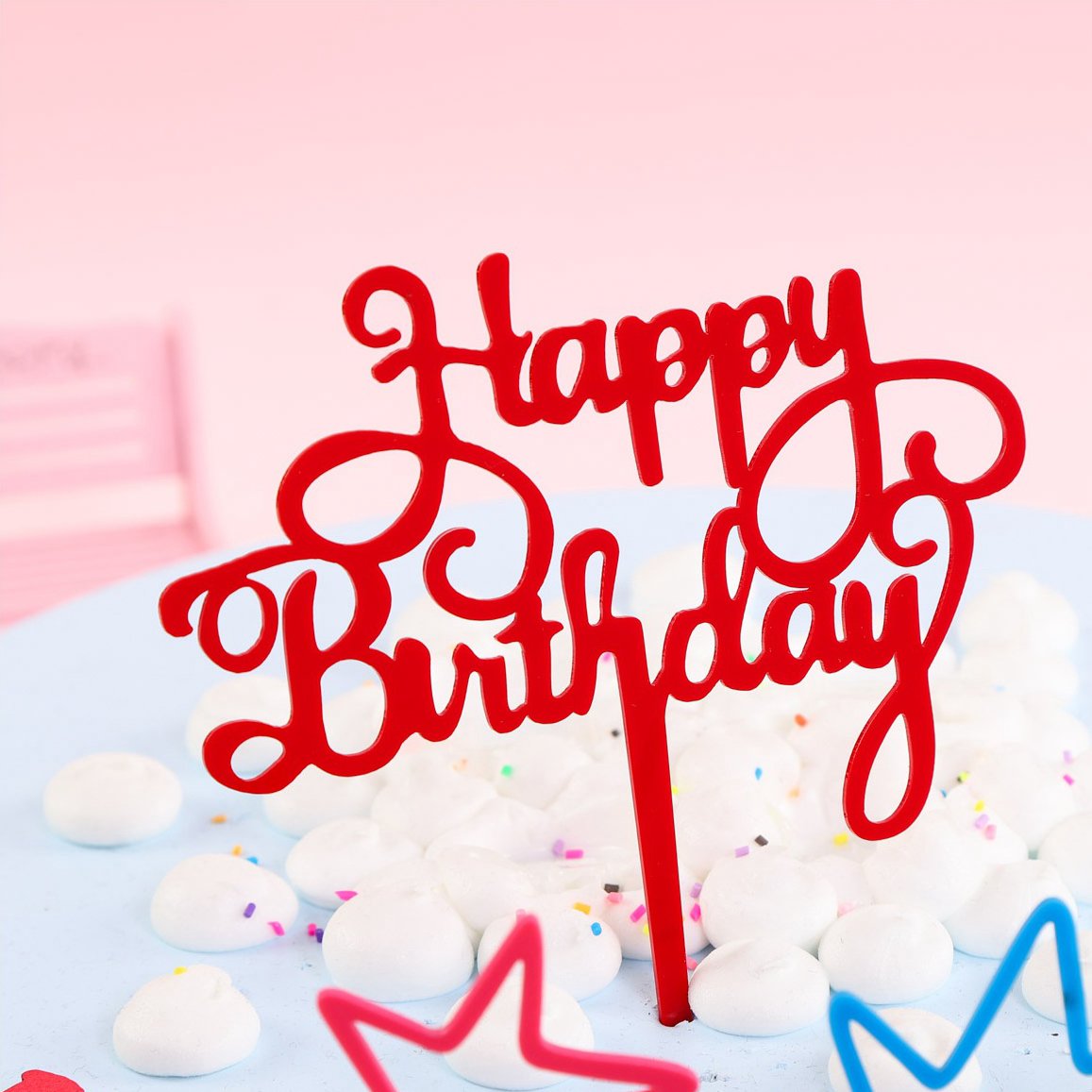 Wholesale 7 Colors Happy Birthday Cake Topper Acrylic Cake Decorations