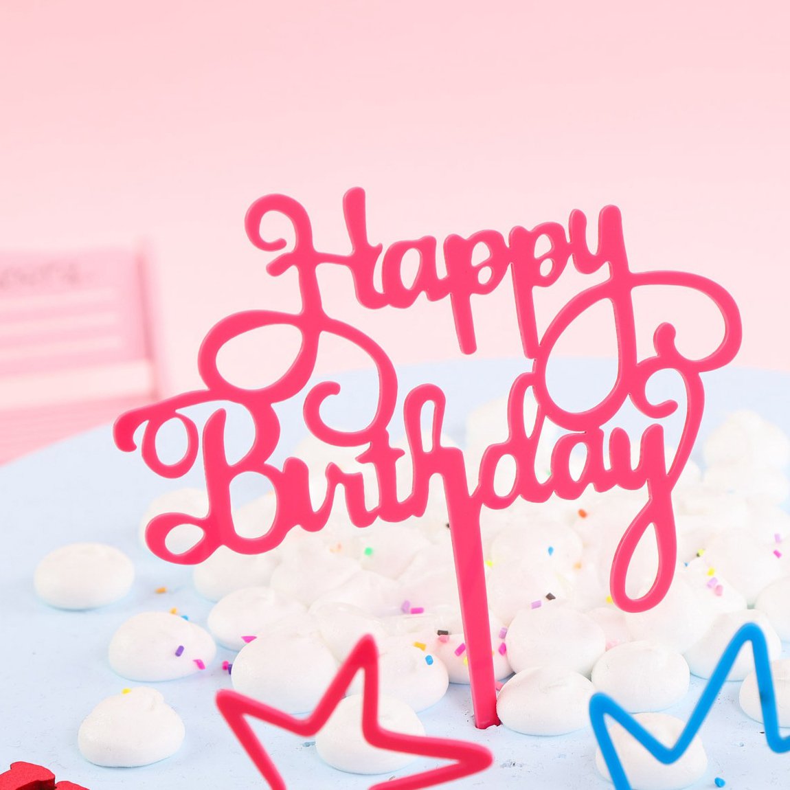 Wholesale 7 Colors Happy Birthday Cake Topper Acrylic Cake Decorations