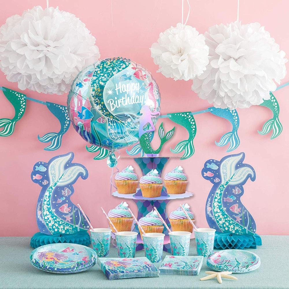 New Product 3 Tier Carriage Paper Cardboard Mermaid Party Decoration Cupcake Cake Stand For Cupcake Supplies