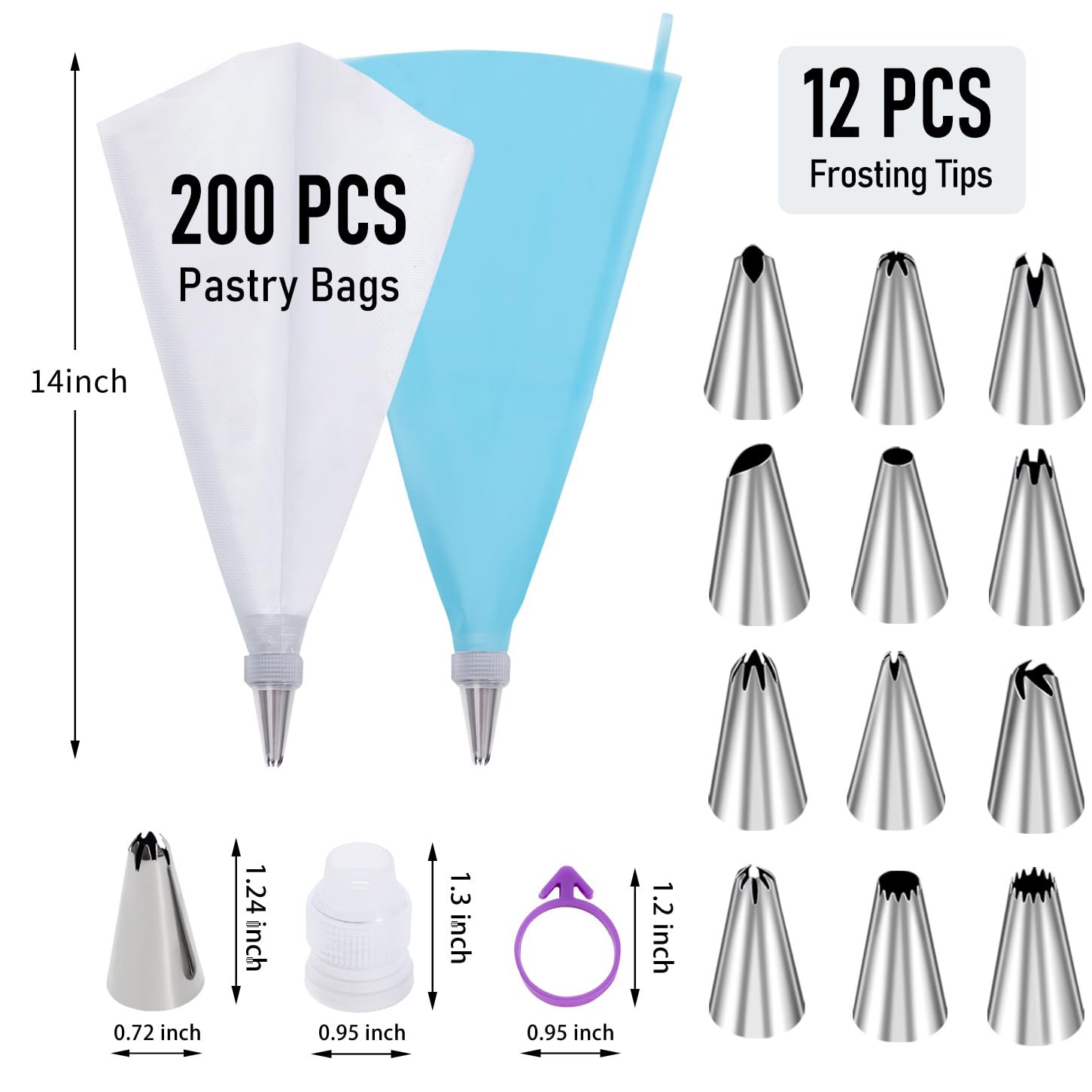 Baking tools baking supplies plastic cake decorating supplies tools set 200Pcs Piping Bags and Tips Set Cake decorating set