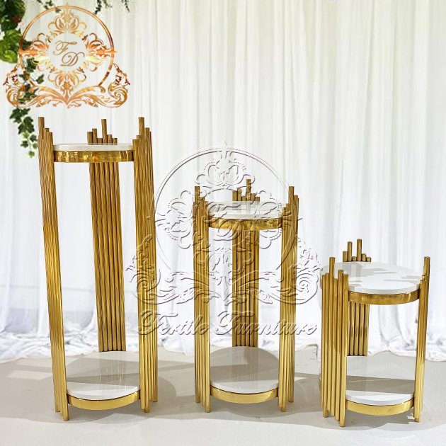 Wedding Decoration Cake Stand Flower Display Pillar Metal Gold Wedding Plinths