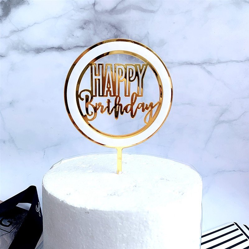 New Design Round double layer DIY happy birthday acrylic cake toppers for cake decorating supplies