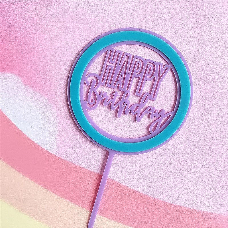 New Design Round double layer DIY happy birthday acrylic cake toppers for cake decorating supplies