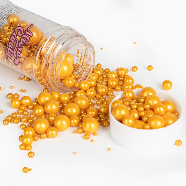 Edible Gold Sugar Cany Pearls Baking Sprinkles Cupcake Cake Topper Cookie Decorations