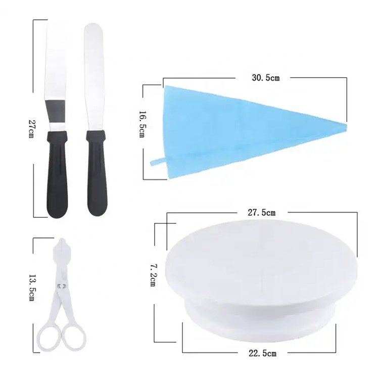 Wanlihao 66pcs Stainless Steel Cake Decoration Kit Supplies with Turntable Baking Tools Set