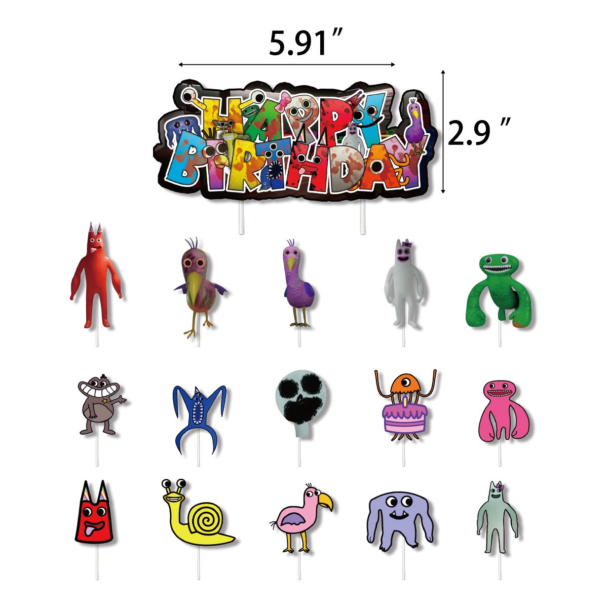 Garten of Banban Birthday Party Decoration Cartoon Banner Cake Toppers Baby Shower Decorations Ballons for Birthday Party K0102