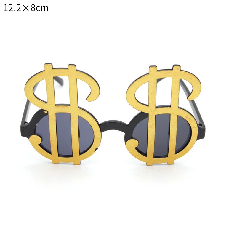 Wholesale Gold Dollar Sign Sunglasses Funny Photo Glasses Birthday Cake Decoration Props Party Happy Birthday Dollar glasses