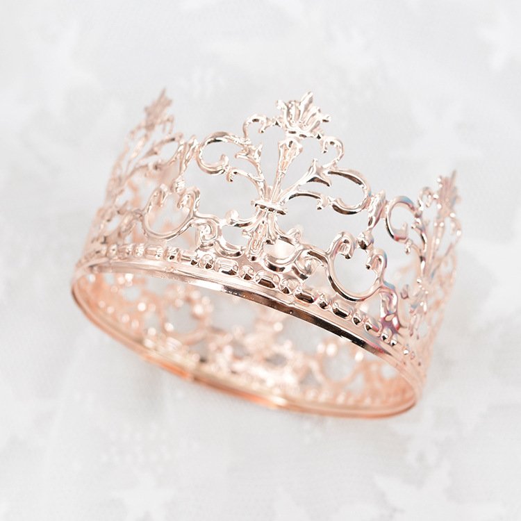 Nicro Wholesale Elegant Metallic Baby Princess Girl Happy Birthday Party Supplies Crown Gold Plating Cake Topper Decoration