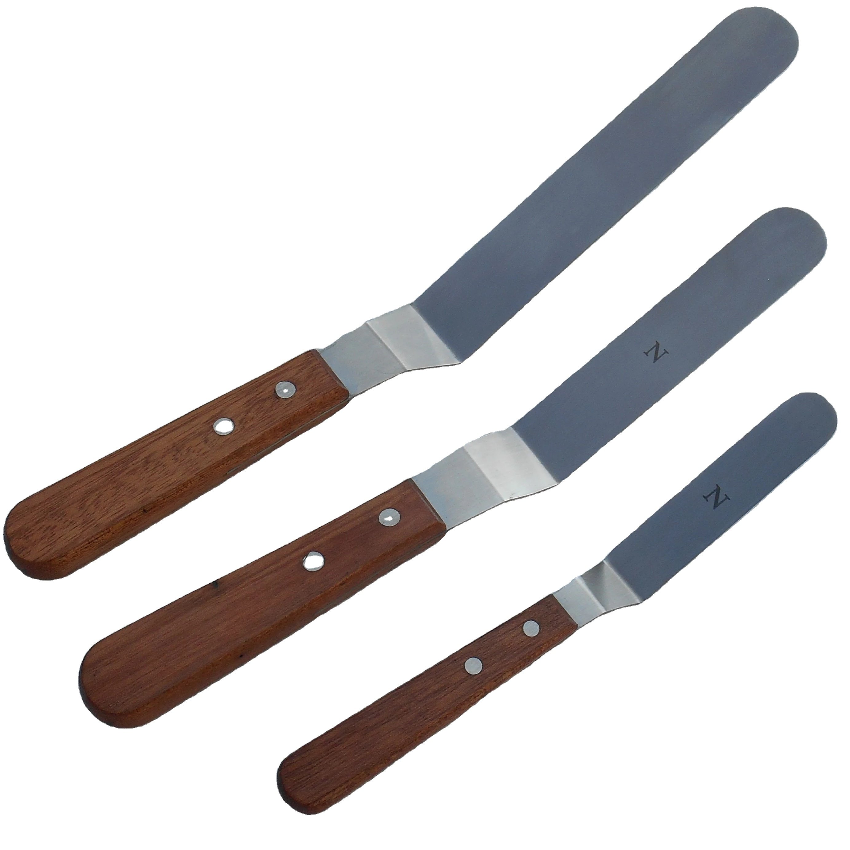 Offset Stainless Steel Spatula Set with Wood Handles and Storage/Gift Bag Professional Cake Decorating Tools Cake Spatula S.S
