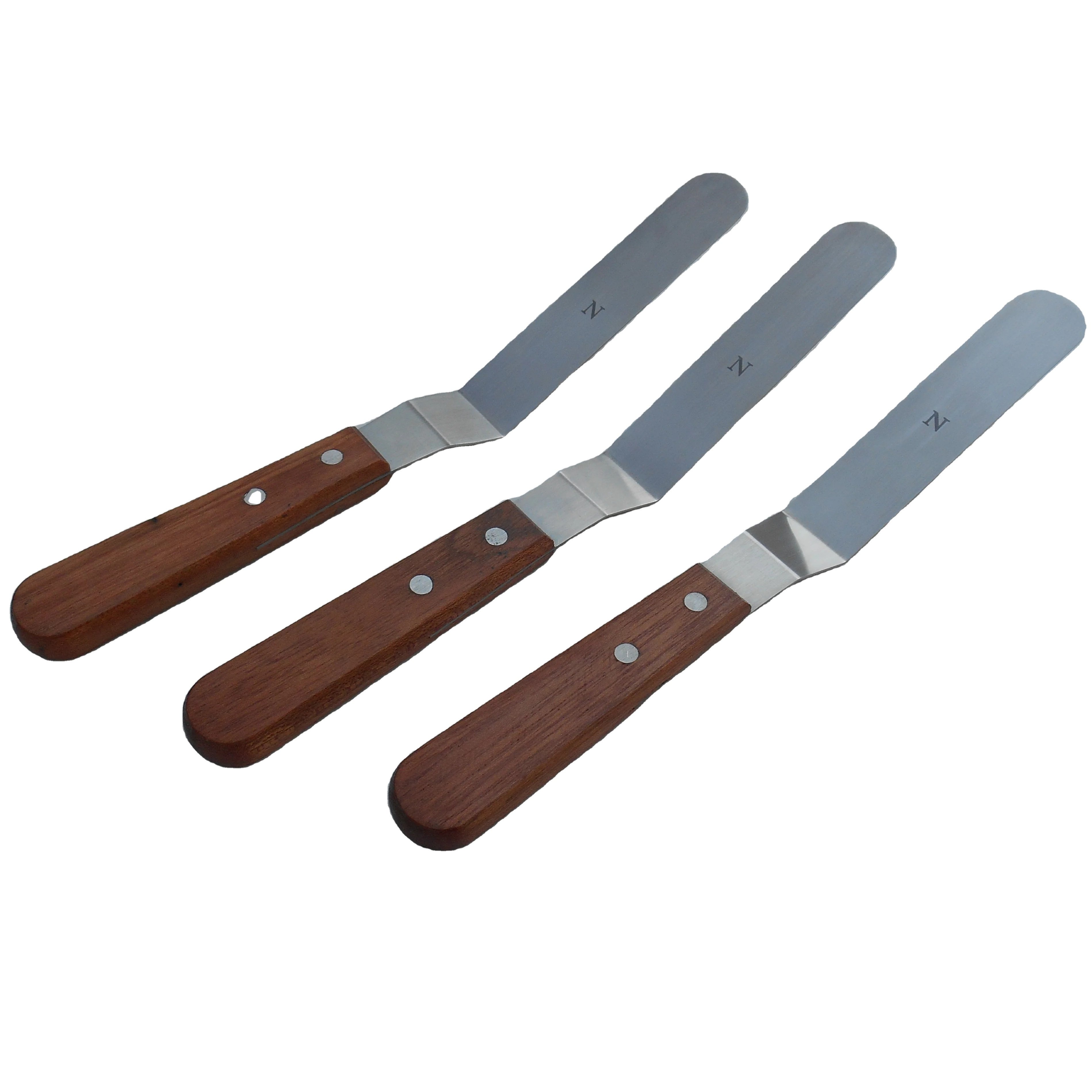 Offset Stainless Steel Spatula Set with Wood Handles and Storage/Gift Bag Professional Cake Decorating Tools Cake Spatula S.S