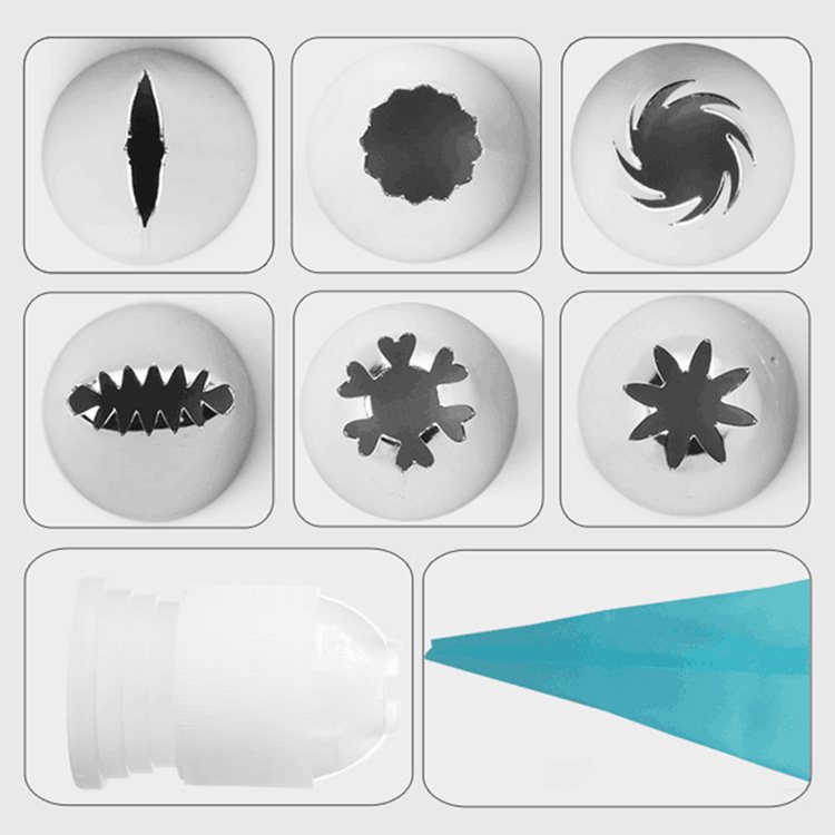 Kitchen Accessories 6 pcs Stainless Steel cake decorations supplies piping tips icing piping Pastry nozzles set With Pastry Bag