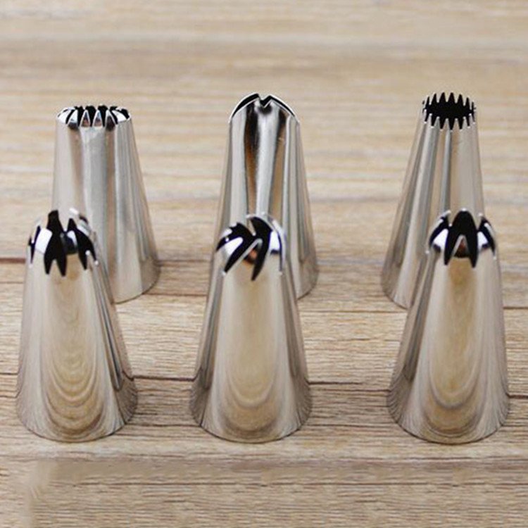 Kitchen Accessories 6 pcs Stainless Steel cake decorations supplies piping tips icing piping Pastry nozzles set With Pastry Bag