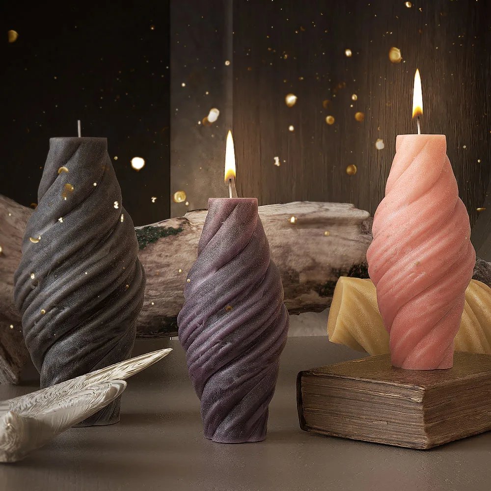 Geometry Spiral Cylinder Candle Making Set Mold for Candles Line Circular Column Plaster Home Art Decor Molde De Vel Candle Mold
