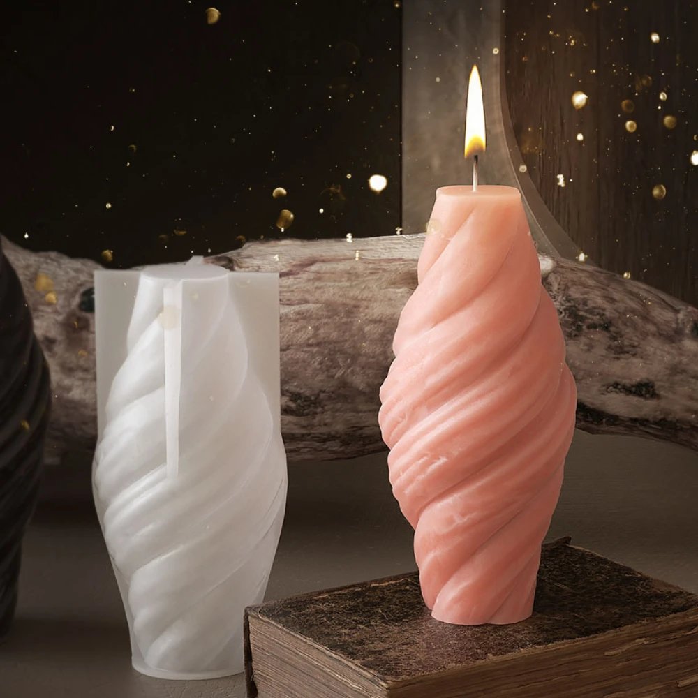 Geometry Spiral Cylinder Candle Making Set Mold for Candles Line Circular Column Plaster Home Art Decor Molde De Vel Candle Mold