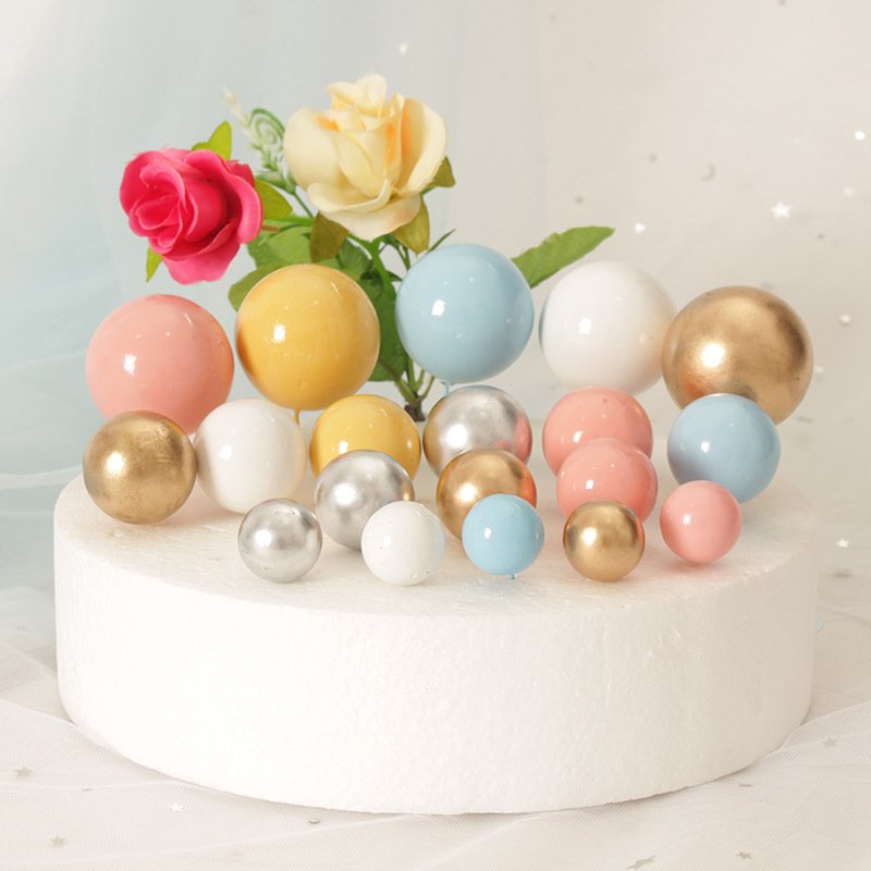 Happy Birthday Cake Topper Colorful Metal Ball Happy Birthday Cake Topper