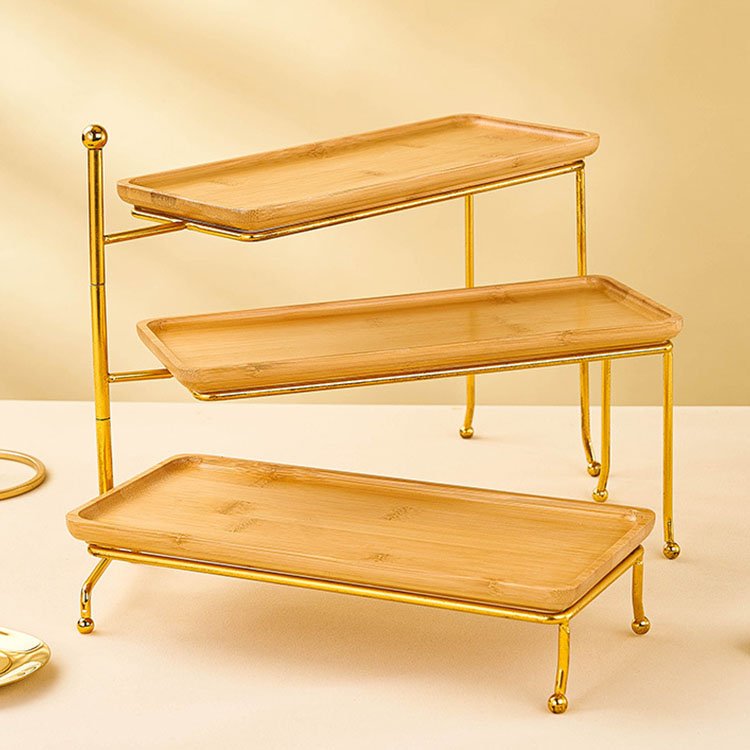 Wedding Party Decoration Dessert Cupcake Display Serving Tray Set Wooden 3 Tier Rotating Cake Stand for Dessert Table